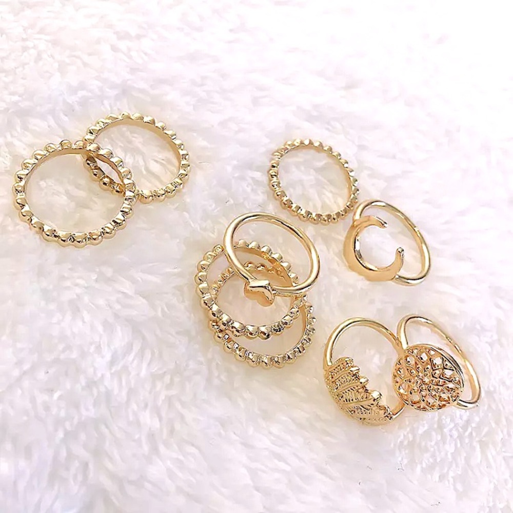 ⚜️[𝟯/$𝟭𝟴]⚜️9 Gold Tribal Charm Boho Rings NEW - Picture 2 of 8